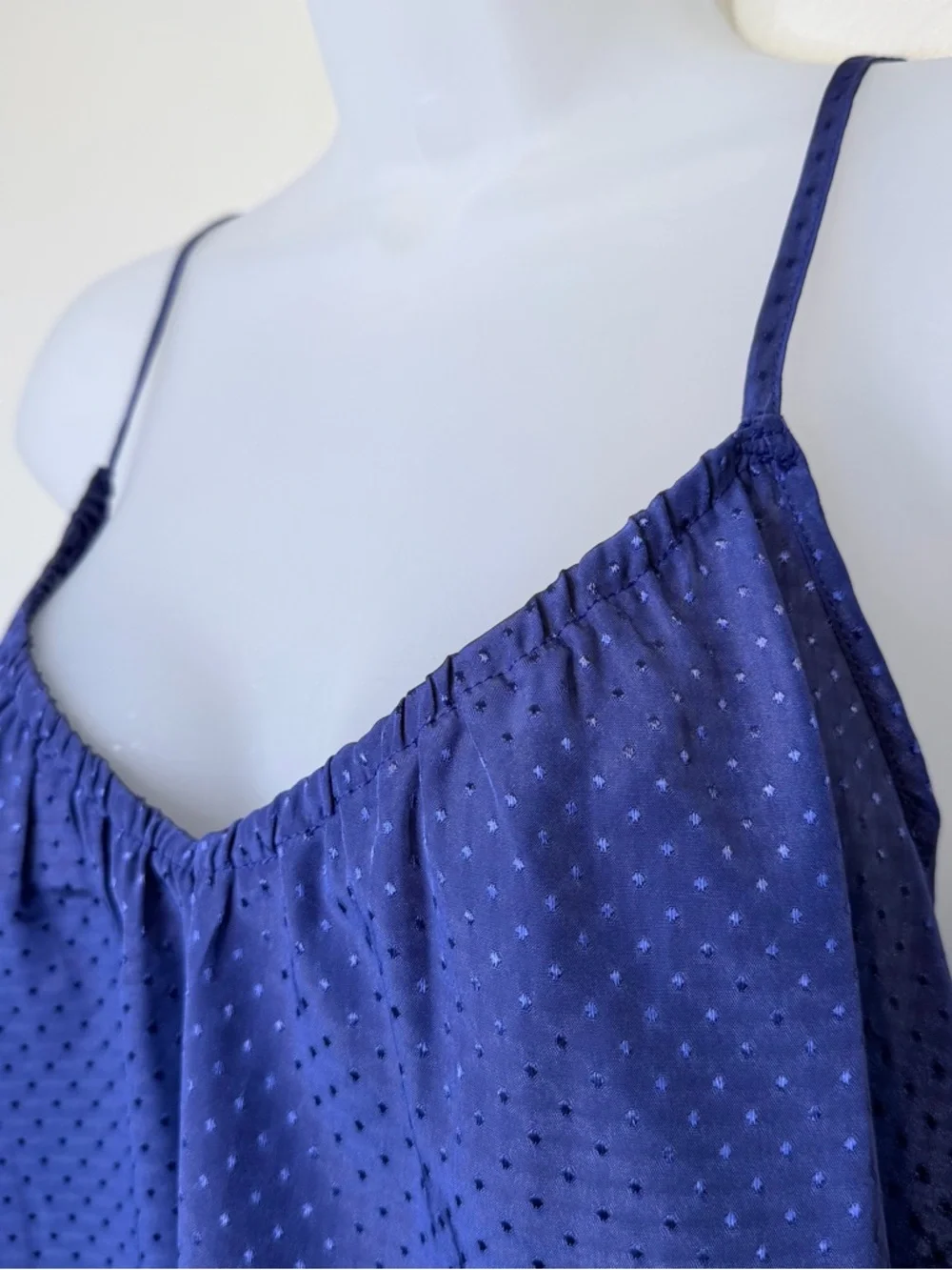 NSR | NWT Royal Purple Satin Dot Crop Slip Tank Top Chemise Camisole - Picture 6 of 13